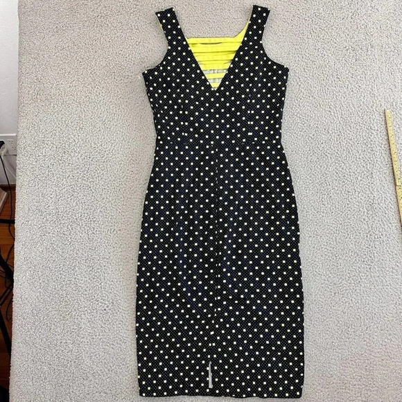 Bettie Page Las Vegas Dress Womens Medium Pin Up Retro Polka Dot Wiggle Pencil - Picture 15 of 16